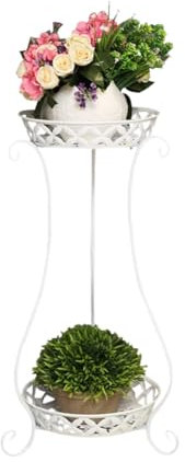 PFLife Plant Stand Indoor 79CM 2 Tier Metal Plant Stands Indoor Plant Holder for Living Room Garden White Black