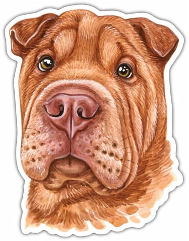 Samunshi® Shar-Pei Aufkleber Autoaufkleber für Motorrad Fahrrad Roller oder Auto Sticker Fahrrad Mtb Mountainbike Rennrad Hund Dog Dogo 10cm Shar-Pei
