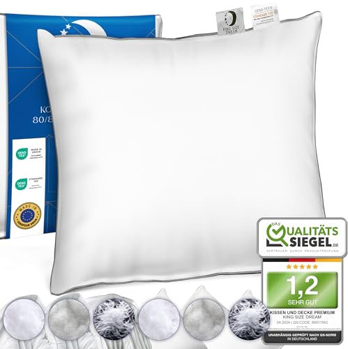 KING SIZE DREAM Kopfkissen Konfigurator - Premium Hotel Kissen 80x80 | Für Seiten & Rücken-Schläfer - Nackenstützend, ergonomisch & Anti-Allergisch | Kissen & Pillow | 4 Jahreszeiten Schlafkissen