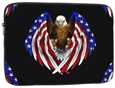 Laptoptasche mit USA-Flagge, Patriotischer Adler, langlebig, Computer-Tragetasche für die meisten Laptops und iPads, stoßfest, schlanke Hülle, 43,2 cm (17 Zoll)