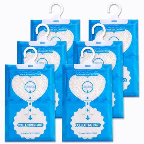 6 paquetes x 170g deshumidificador colgante, a prueba de humedad bolsa desecante, gránulos deshumidificador para sótanos, dormitorios, lavabos, la eliminación de olores desagradables