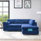 Unique Design Plush Velvet Right Hand Corner Full Back Luxurious Hardwood Sofa with Interior Home Furniture for Outsized & Stylish Fashionable Living Room Bedroom (Midnight Blue, Right Hand Corner)