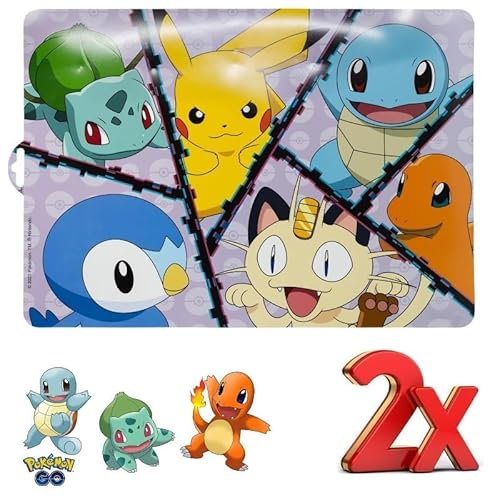 2 Stück Platzdeckchen Kunststoff Platzteller für Frühstück und Mittagessen Kinder für Pokemon