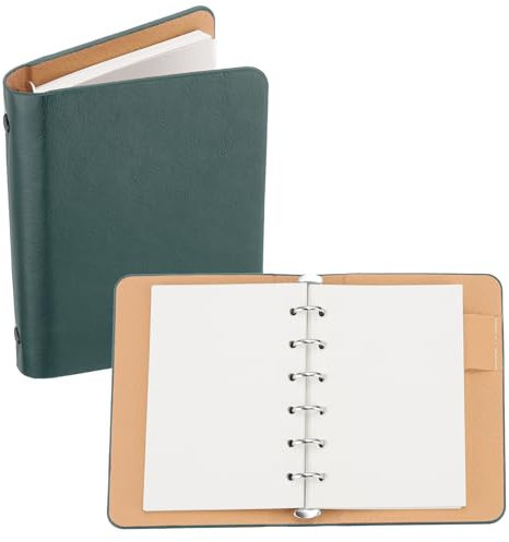 PATIKIL Copertina per Raccoglitore ad Ring 6, A7 Quaderno Pelle Mini Raccoglitore Ricaricabile Fogli Mobili Agenda Personale con 50 Fogli di Carta, Verde