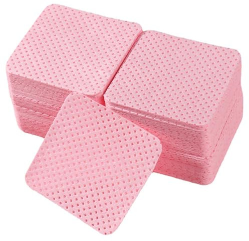 300 Pcs Lint Free Wipes For Nails,Nail Wipe Pads,Nail Art Acrylic Gel Remover Wipes,Absorbent Remover Wipes,Nail Cleaning Wipes for Nail, Eyelash, Lip (Pink)