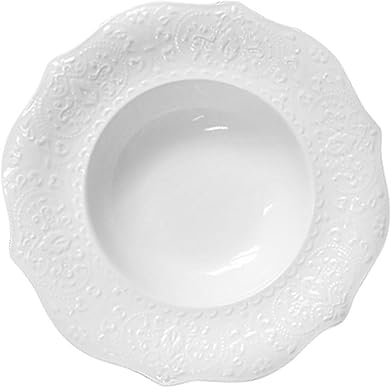 WATIIFUFU Assiette En Dentelle Blanche De 8 25 Pouces Élégante Vaisselle En Céramique Pour Steak Pâtes Et Sushis