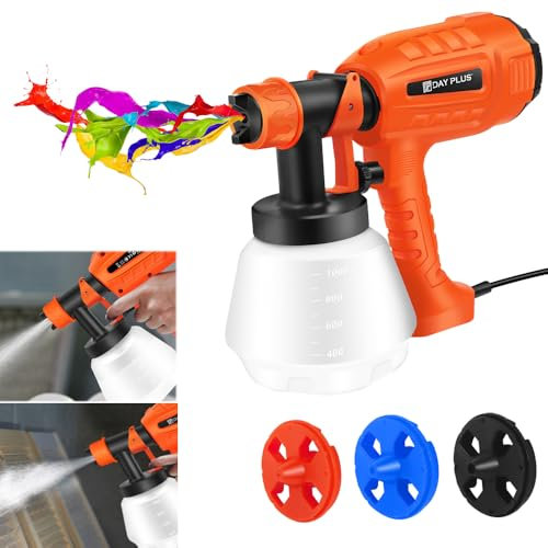 Electric Paint Sprayer, Paint Sprayers 800ML/MIN, Fence Paint Sprayer Gun with 1000ML Detachable Container for Fencing, HVLP Spray Gun with 3 Pure Copper Nozzle for DIY Painting Cabinet Garden