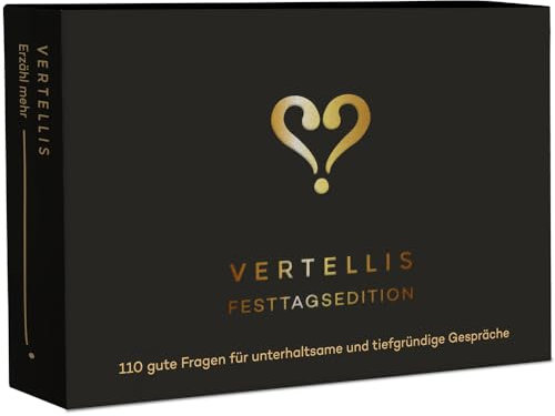 Vertellis Feiertage Edition XL - 110 Sinnvolle Fragen für Verbindende GespräChe - Bewusste Offline-Zeit, Tiefere Konversation, Ideal für Familie & Kollegen