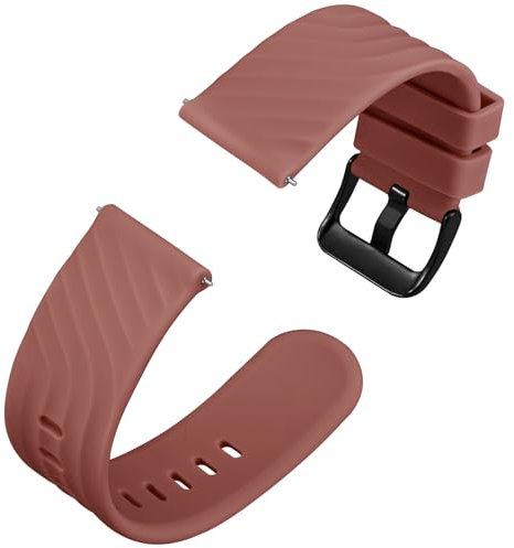 Anbeer Silikon Uhrenarmbänder für Herren Damen,18mm Ersatzarmband aus Gummi mit Schnellverschluss, Extra Lang,Rosig Braun mit Schwarze Schnalle
