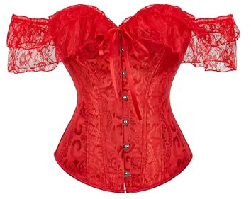 SYHVGI Women Renaissance Bustier Corset Top with Lace Sleeves Shapewear Lingerie Halloween Costume Rave Outfits