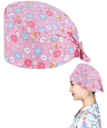 MOPZIJA Verstellbar Arbeitsjacke,Op Haube Stoff,Baumwolle Krankenschwester Haube mit Knöpfen,Op Haube Verstellbar,Baumwolle Staubkappe,Verstellbare Arbeitskappen, Unisex,Hair Cover with Sweatband