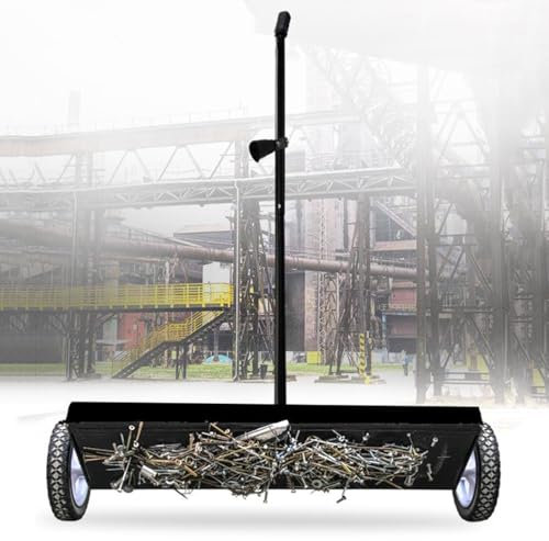 THYXGS 25.7 Magnetic Sweeper with Wheels, 1500 Gauss Magnetic Pickup Tool, Handpull Demagnetization, Can Instantly Release Metal Materials, for Workshop, Garage, Yard