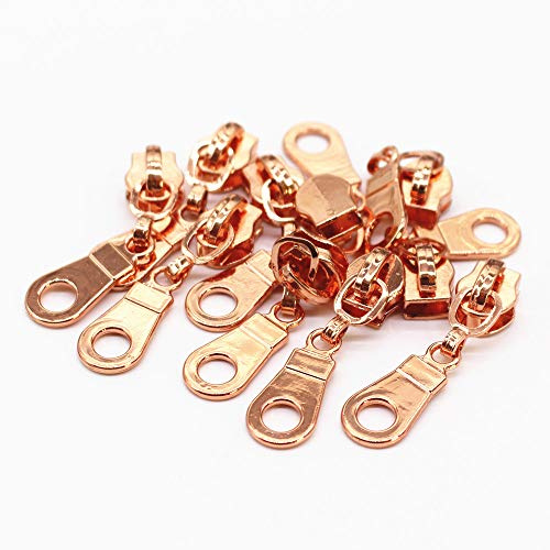 YaHoGa 50 Stück Rosegoldfarbene Nonlock-Zipper für endlos Reißverschluss Meterware 6mm-Spirale (Rosegoldfarbene)