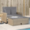 IKAYAA Rattan Lounge 2 Sitzer, Gartensofa mit Hocker, Beige und Grau