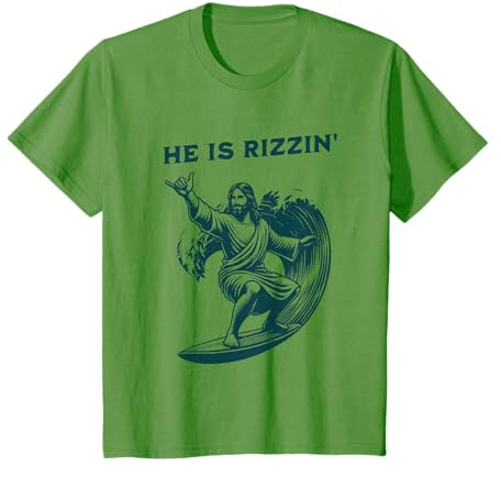 He Is Rizzin Jesus Surfing Funny Retro Easter Vintage T-Shirt
