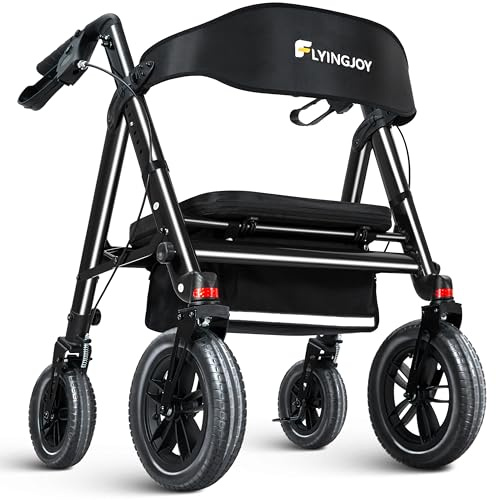 Heavy-Duty Walkers for Seniors with seat,450Lb Bariatric Rollator Walker