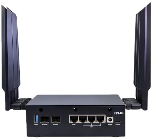 Banana Pi BPI-R4 WLAN 7 Router Kit, MT7988A Filogic 880 SOC, OpenWrt Smart Router mit 4 GbE Netzwerkanschlüssen, Drahtloser Repeater, Schwarz