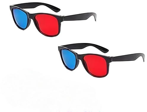 2Pcs Red and Blue 3D Glasses Universal TV Movie Dimensional Video Frame DVD Game Glass 3D Style Glasses for 3D Movies Games, 3D Viewing Glasses,Light Simple Design 3D Glasses Accessories
