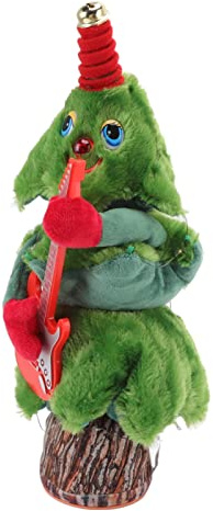KIMISS Arbre Dansant Chantant, Arbre de Noël électrique en Peluche avec 8 Chansons, Jouet Musical Léger pour Enfants, Décoration de Table de Fête à Domicile, Voiture (Arbre de Noël de souche de
