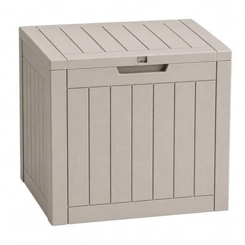 Durabull Outdoor Storage Box, Weather-Resistant Plastic Garden Organiser, Large Capacity Container in Black and Brown, Patio Cushion Storage 120L (Taupe)