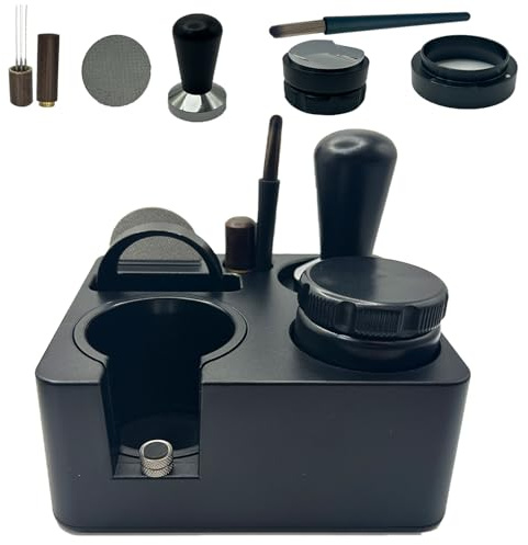 Misssugar5 7-teiliges Espresso Kaffee Tamper Set 51mm, inkl. Kaffeetamper Set mit Dosierring 51mm, Edelstahl Tamper, WDT Nadelverteiler, Kaffeepinsel und Multifunktions-ABS Basisset für Hausbarista