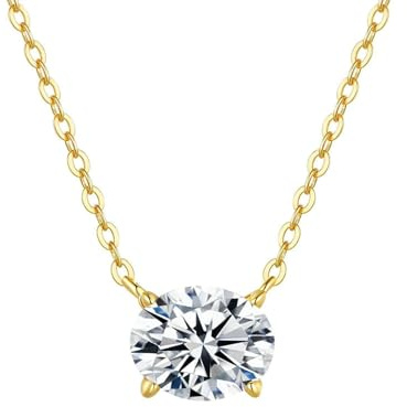 RDSGYZ Anhänger Kette Gold 750 585 375, Damen Halskette Anhänger Solitär mit 2ct Oval Moissanit Kette Gold 45CM Hochzeit