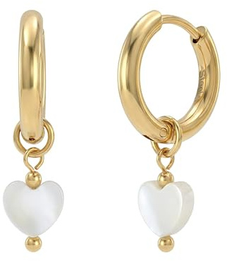 AMOR - Damen Ohrringe Edelstahl - Vergoldet/Golden - Herz Creole - AMR-E0047