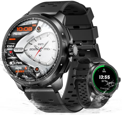 DOOGEEco Anymoving M1 Reloj Inteligente Hombre y Mujer, Smartwatch con IA, GPS de Doble Banda (5ATM y IP68), Gran Pantalla AMOLED de 1,5'', Autonomía 20 Días, 170+ Modos, Con 3 Correas de Regalo