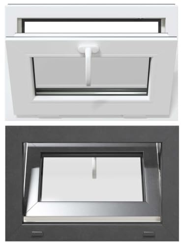 Ventana Sotano PVC Vidrio 60x40 cm Gris Antracita | Inclinable Giratoria, Marco Resistente, Luz Natural, Bajo Mantenimiento, Diseno Moderno