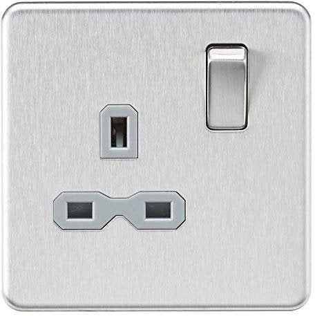 Knightsbridge SFR7000BCG Screwless 1G Dp Switched Socket, Silver
