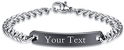 NEHZUS Damen Herren Edelstahl ID Armbänder Custom Gravur Personalisierte Armband Jahrestag Geschenke (Schwarz-Herren)