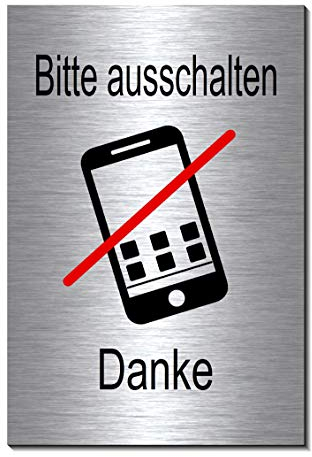 Handyverbot-Handy ausschalten-Symbol-Schild 150 x 100 x 3 mm-Aluminium Edelstahloptik silber mattgebürstet Hinweisschild (1905-19 mit Klebepats)