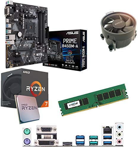 Components4All AMD Ryzen 7 1700 3.0GHz (Turbo 3.7GHz) Eight Core Sixteen Thread CPU, ASUS Prime B450M-A Motherboard & 4GB 2400MHz Crucial DDR4 RAM Pre-Built Bundle