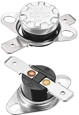 sourcing map KSD301 Thermostat 100°C/212°F 10A Schließer Schließer Temperaturschalter mit Schnappscheibe einstellen 2 Stück