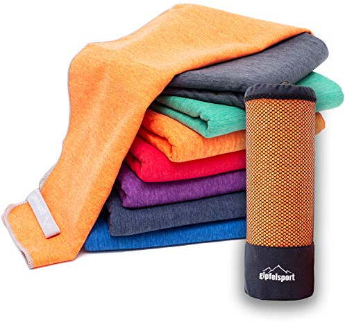 Mikrofaser Handtuch Set - für Sauna, Fitness, Sport I Strandtuch, Sporthandtuch I Orange_Brush XL: 180x80