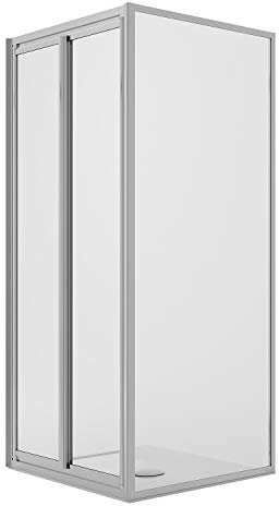 Box Doccia Angolare 75x75CM H185 Cristallo Trasparente Fisso+Saloon 2 Ante Battente 75 mod. Clint