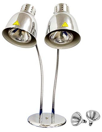 Food Heat Lamp with Dual 250w Bulb Food Warmer Light Food Heating Warmer Lamp Restaurant Kitchen Buffet Warmer Table (Double Head)