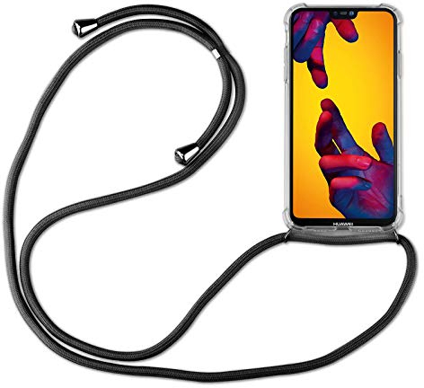 betterfon Hülle Kompatibel mit Huawei P20 Lite | Handykette Smartphone Halskette Hülle mit Band | Handyhülle mit Kordel zum Umhängen Kompatibel für P20 Lite | Schwarz