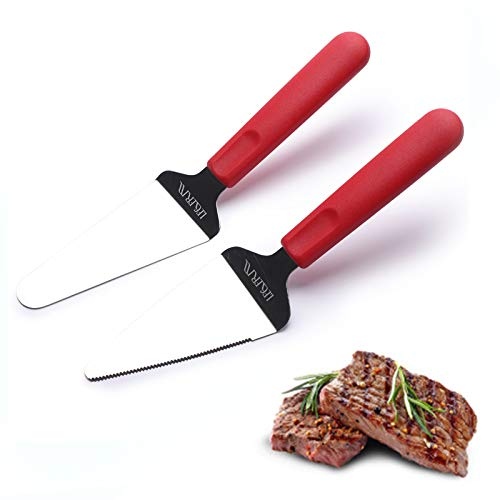 LEGERM Set di 2 Coltelli per Torte in Acciaio Inossidabile, Tagliapizza e Servitorta per Dolci, Frutta (Rosso)