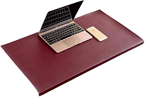 Leder Schreibtischunterlage Mauspad - Kantenschutz Tischunterlage für Office und Gaming Maus sowie Tastatur - Wasserdichte-Weinrot-80 * 40cm