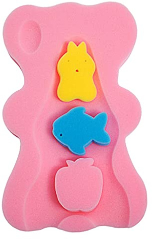 HomeDecTime Baby Bad Schwamm für Baby-Badewanne, Baby-Badematte, Rutschfestes Kissen Wanne Schwammmatte - Rosa, 49x30x4cm