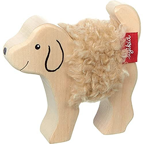 SIGIKID 39513 Holztier Hund Cudly Wudly Mädchen und Jungen Babyspielzeug empfohlen ab 3 Jahren natur/beige