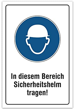 Aluverbund Hinweis Schild 30x20cm Wetterfest Kratzfest UV beständig - Sicherheitshelm tragen