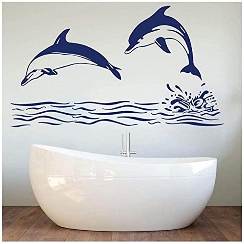 Große Delphin Meer Ozean Fisch Wandaufkleber Baby Kinderzimmer Badezimmer Tier Delphin Fisch Welle Wandtattoo Kinderzimmer Vinyl Dekoration 85X48Cm