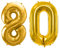 Luftballon 80. Geburtstag Gold Folienballon XXL Größe 86cm-100cm Metallic Dekoballon Deko Jubiläum 80 Jahre Folienluftballon Zahl