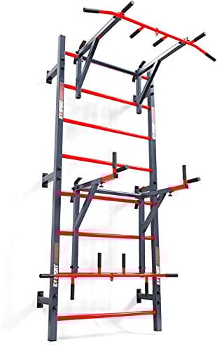 Training Set – Wall Bars with Dip Station & Pull-Up Bar I Swedish Gym Ladder with Pull-Up Bar Dip Bar for Demanding Workouts I Indoor Outdoor I Professional Fitness Equipment for Home, incl. e-Book