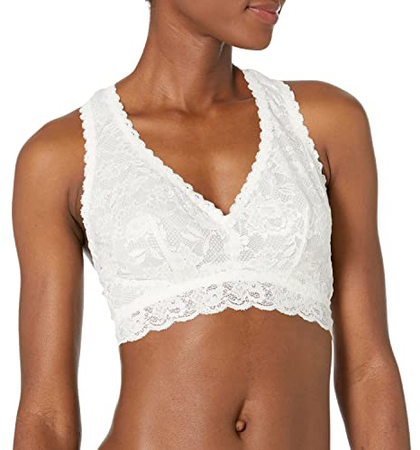 Cosabella Women's Say Never Curvy Racie Racerback Bralette Plunge Bra, Opaque, Moon Ivory, S