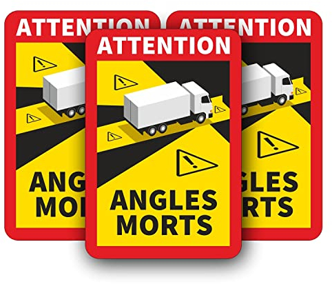 Angles Morts Magnet-Schild für Frankreich I 17 x 25 cm I 3 Stück I LKW Bus und Transporter I Vorsicht/Achtung/Hinweisschild I wetterfest I hin680