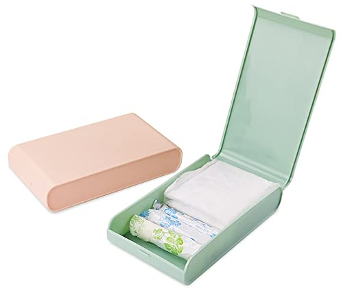 Tuciyke Tampon Aufbewahrung Box,2 Stück Kunststoff Tampon Damenbinden Box 20*11*4cm Tampon Aufbewahrung Tasche Box für Mädchen, Frauen, Damen (Rosa)