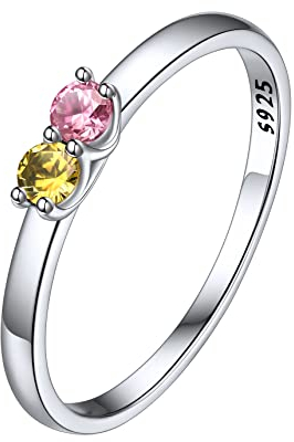 Bestyle Ringe Frauen Silber 925 Kristall Ring Personalisiert Mit Stein Herrenringe Verlobungsring Modeschmuck Mondstein Ring Mit Gravur - 7 Geburtssteine 62